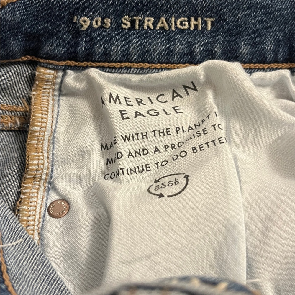 American Eagle Outfitters Women's 90's Straight Denim Stretch Jeans Sz 2 long - Picture 11 of 11